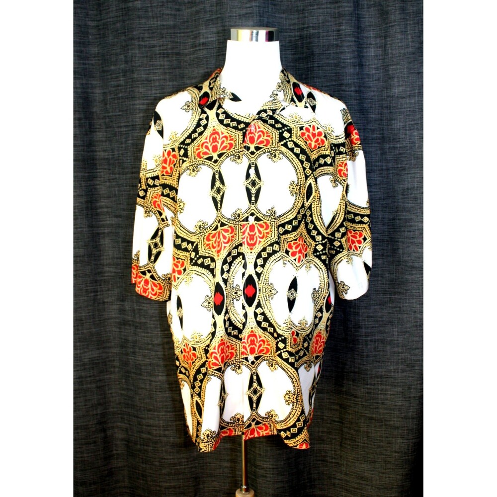 Hawaiian Festival BOHO SS Shirt 3X White Multi Victorian SUSLO COUTURE SS #03